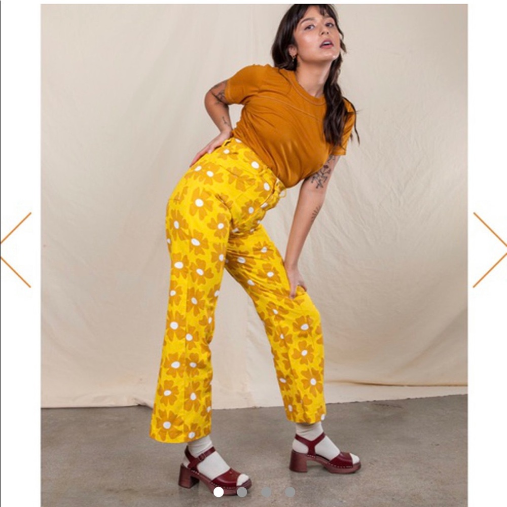 Big Bud Press yellow flower western pants🤩